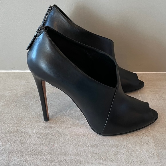 Prada Asymmetric Peep Toe Bootie Size 38.5 - Picture 1 of 8